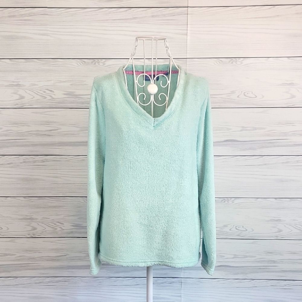 Laura Scott V-Neck Soft Fleece Pullover Womens Size S